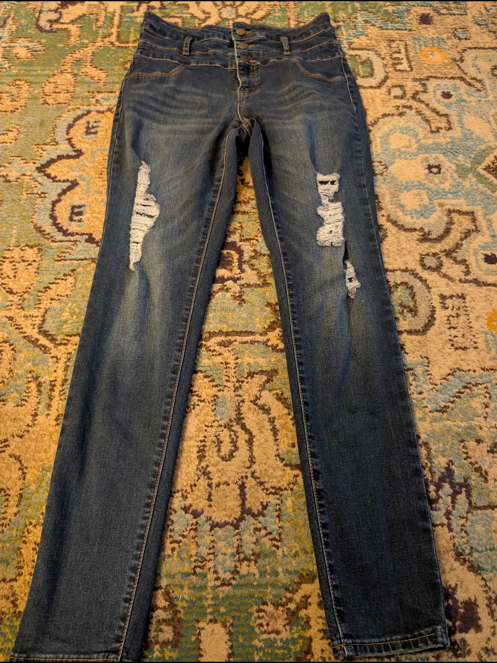 refuge Dark Blue Distressed Skinny Jeans